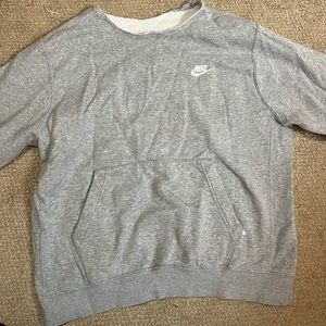 Nike Crewneck: gray, off the shoulder